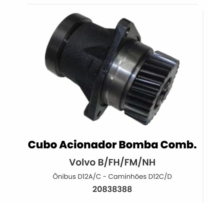 Bomba de Combustível 27 Dentes Ônibus D12C Caminhões D12A/C/D/F Peso 4750 g Dimensões (C x L x A) 16 × 12 × 12 cm Chassi VOLVO Ônibus B9, B11, B12, B13 Caminhões FH, FM Motores D12A, D12C, D12D, D12F Marca HOLSTEIN Tipo de Produto NOVO